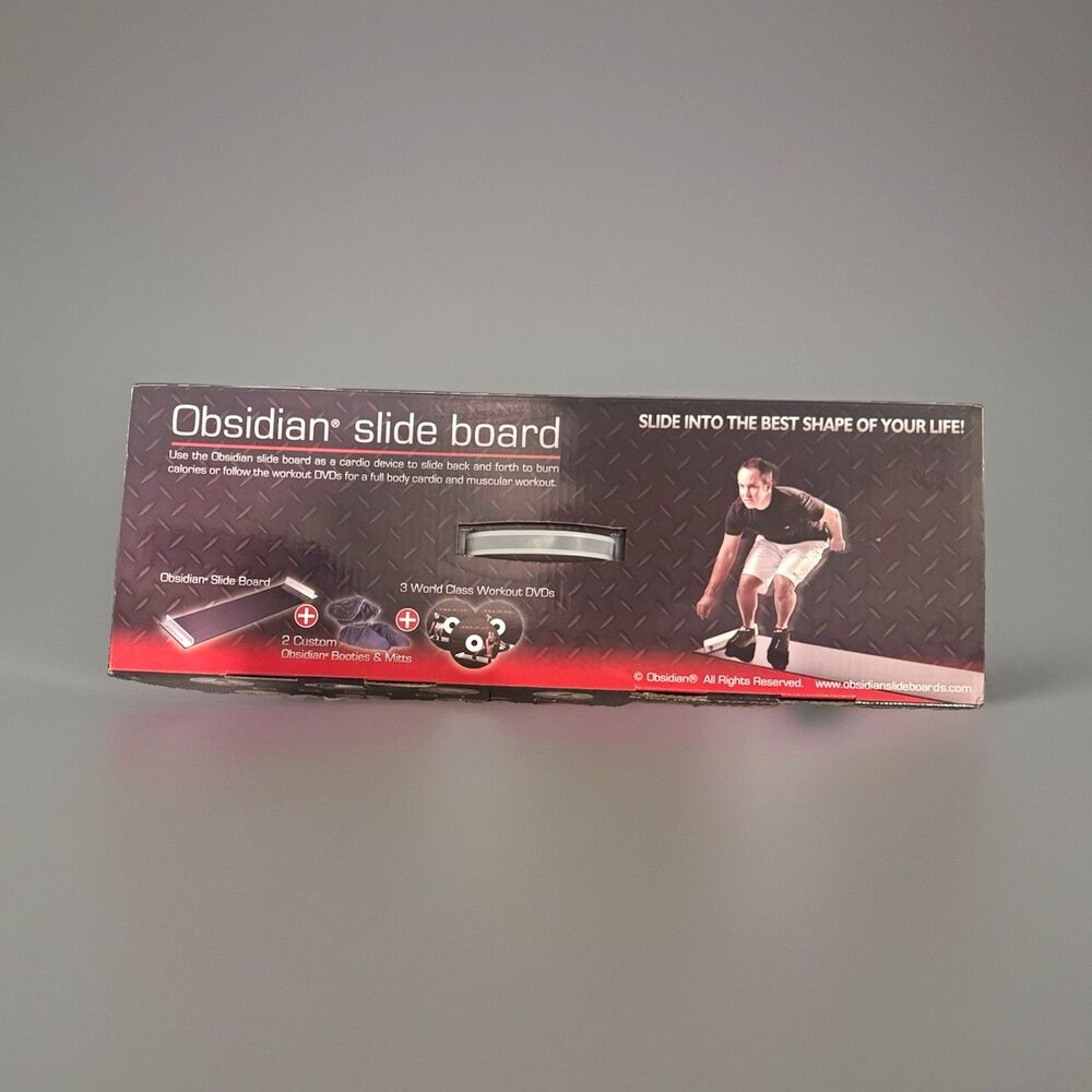 Obsidian Slide Board Set w/ Booties, Mitts & 3 Workout DVDs Black